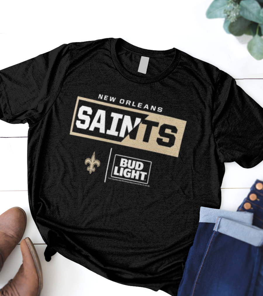 New Orleans Saints Bud Light Fleur-De-Lis NFL Collaboration T-Shirt