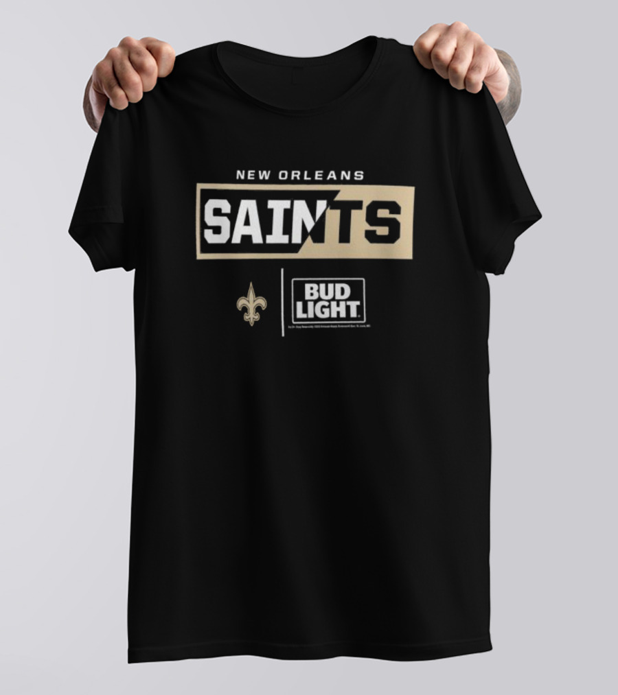 New Orleans Saints Bud Light Fleur-De-Lis NFL Collaboration T-Shirt