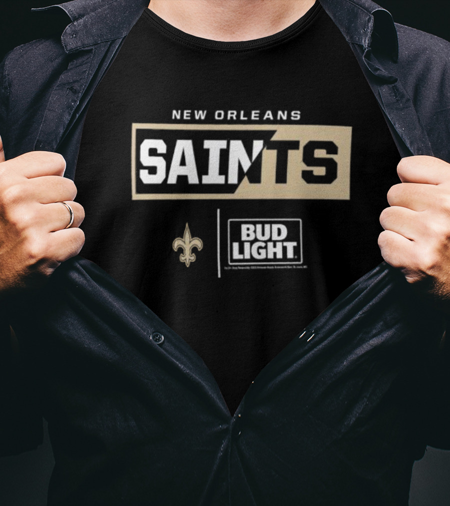 New Orleans Saints Bud Light Fleur-De-Lis NFL Collaboration T-Shirt