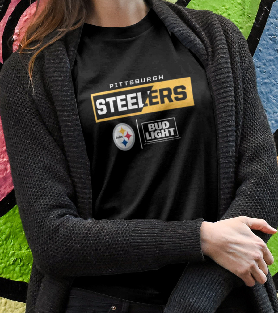 Pittsburgh Steelers Bud Light Collaboration NFL Team T-Shirt