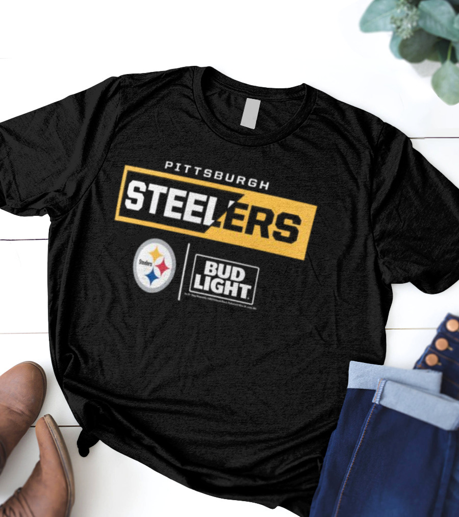 Pittsburgh Steelers Bud Light Collaboration NFL Team T-Shirt