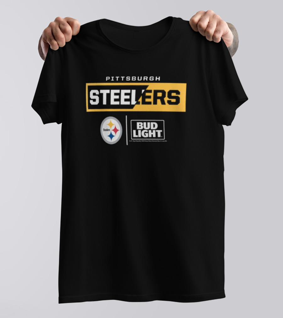Pittsburgh Steelers Bud Light Collaboration NFL Team T-Shirt