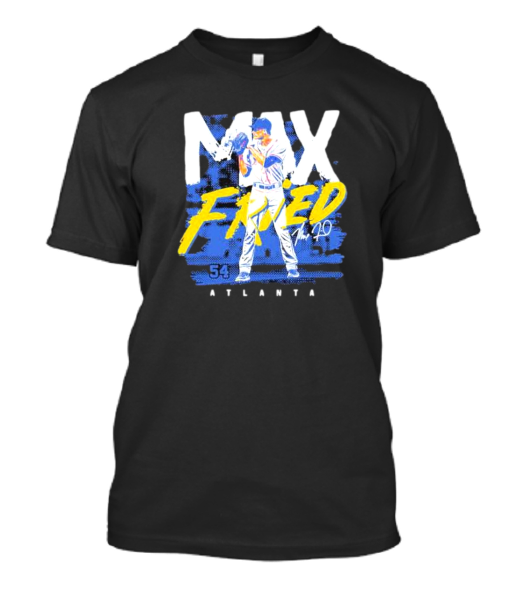 Max Fried 54 Atlanta Braves MLBPA Signature Baseball Pitcher T-Shirt
