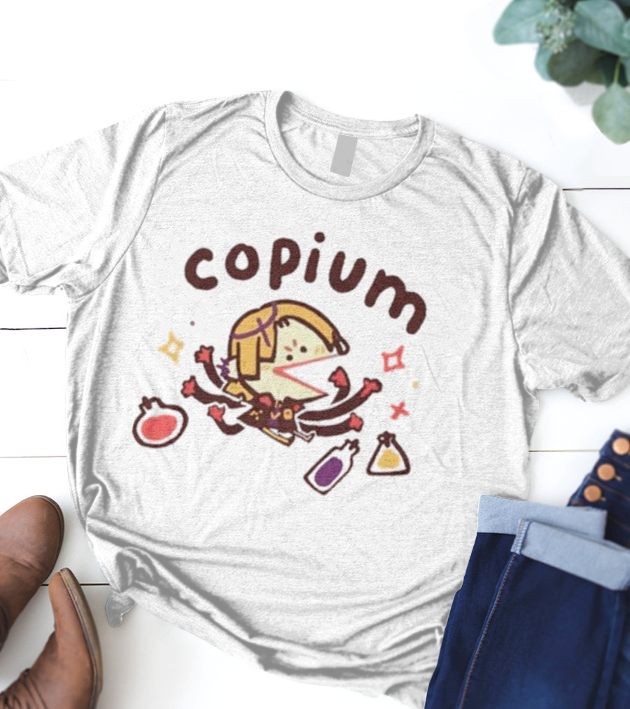 Ohmonah Holostars Copium Cute Character With Colorful Bottles T-Shirt