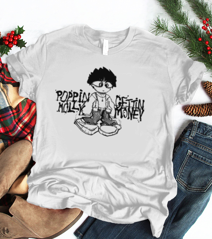 Poppin’ Molly Gettin’ Money Anime-Style Character T-Shirt