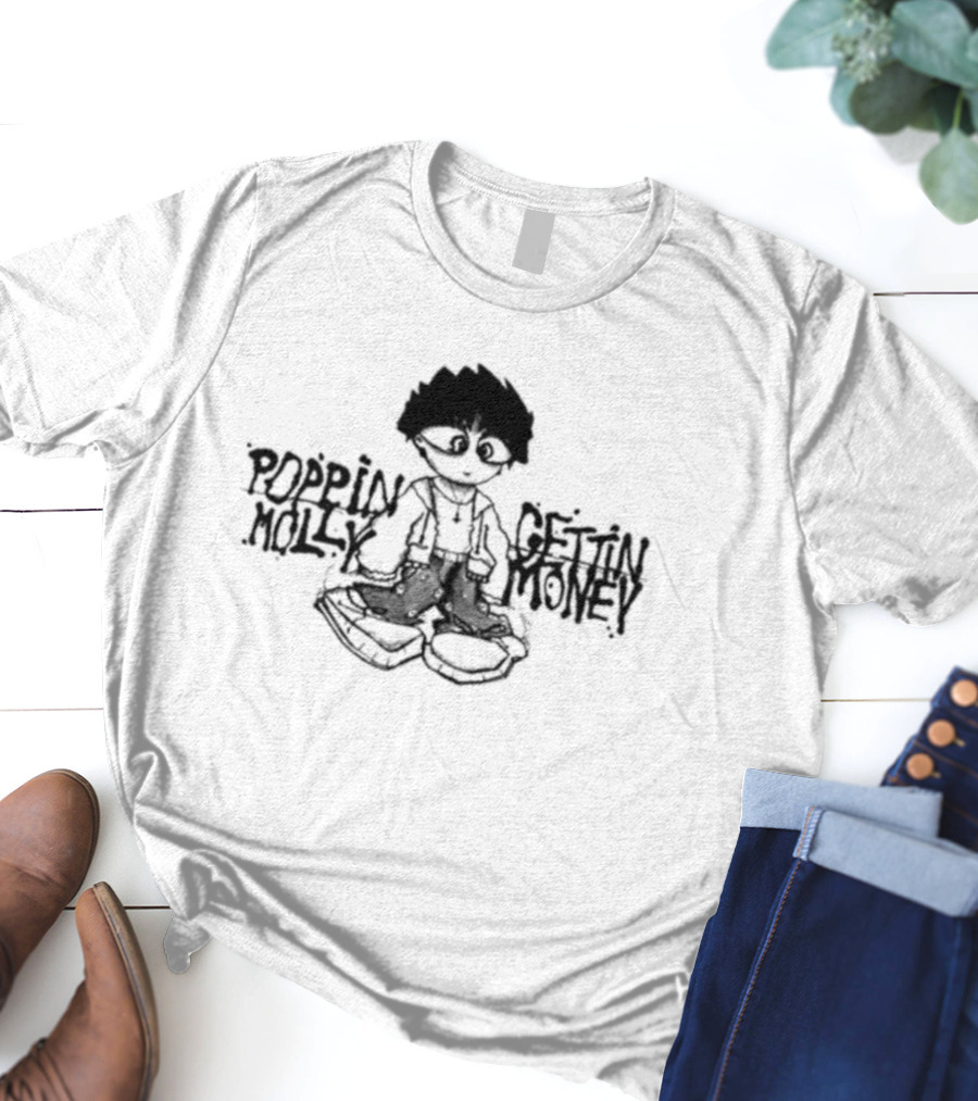 Poppin’ Molly Gettin’ Money Anime-Style Character T-Shirt