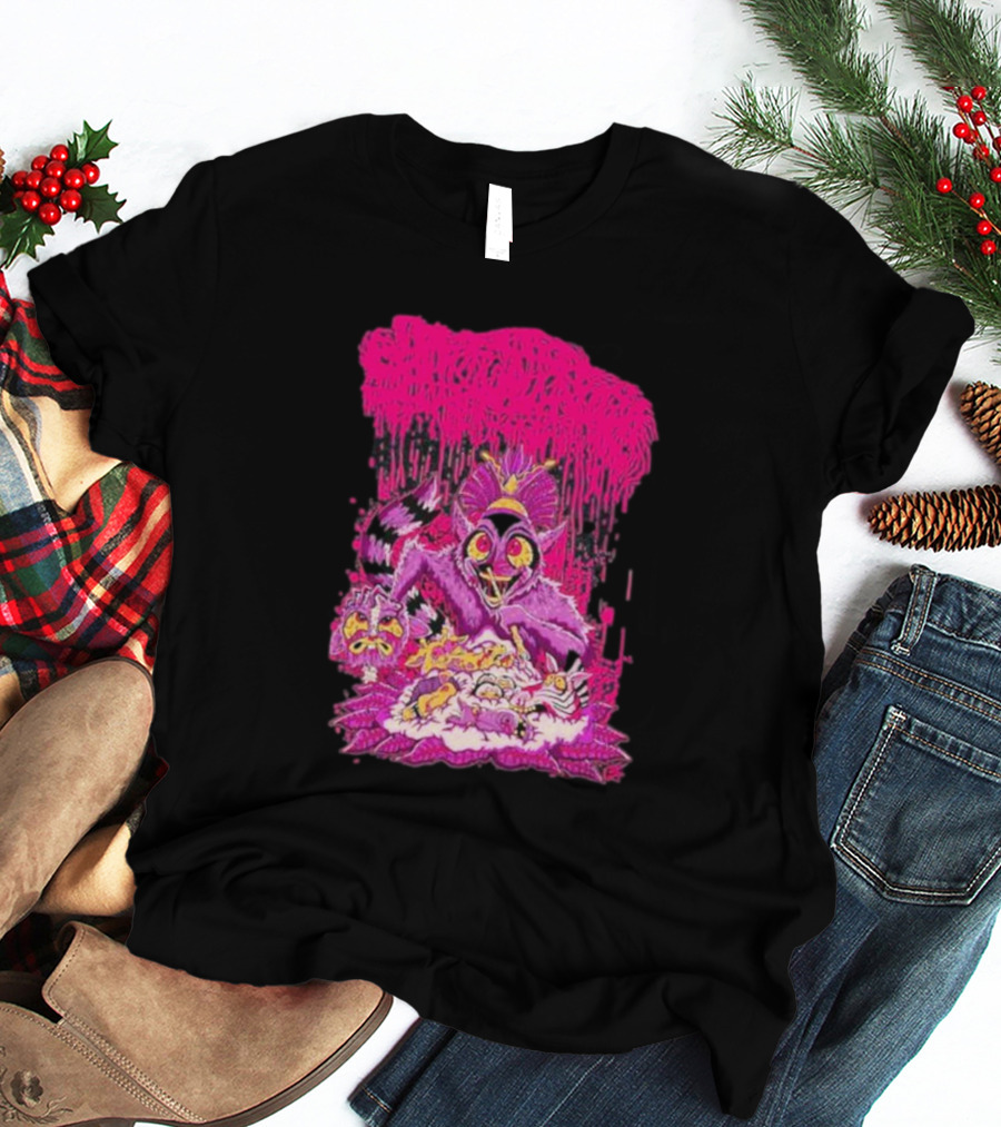 Sanguisugabogg Madagascar Lemur Creature In Psychedelic Pink With Dripping Effect T-Shirt
