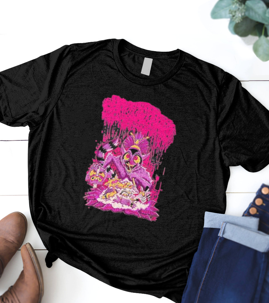 Sanguisugabogg Madagascar Lemur Creature In Psychedelic Pink With Dripping Effect T-Shirt