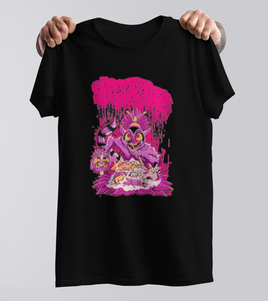 Sanguisugabogg Madagascar Lemur Creature In Psychedelic Pink With Dripping Effect T-Shirt