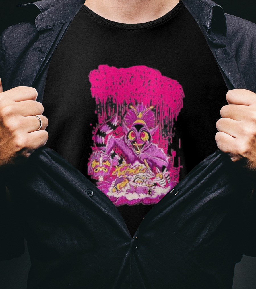 Sanguisugabogg Madagascar Lemur Creature In Psychedelic Pink With Dripping Effect T-Shirt