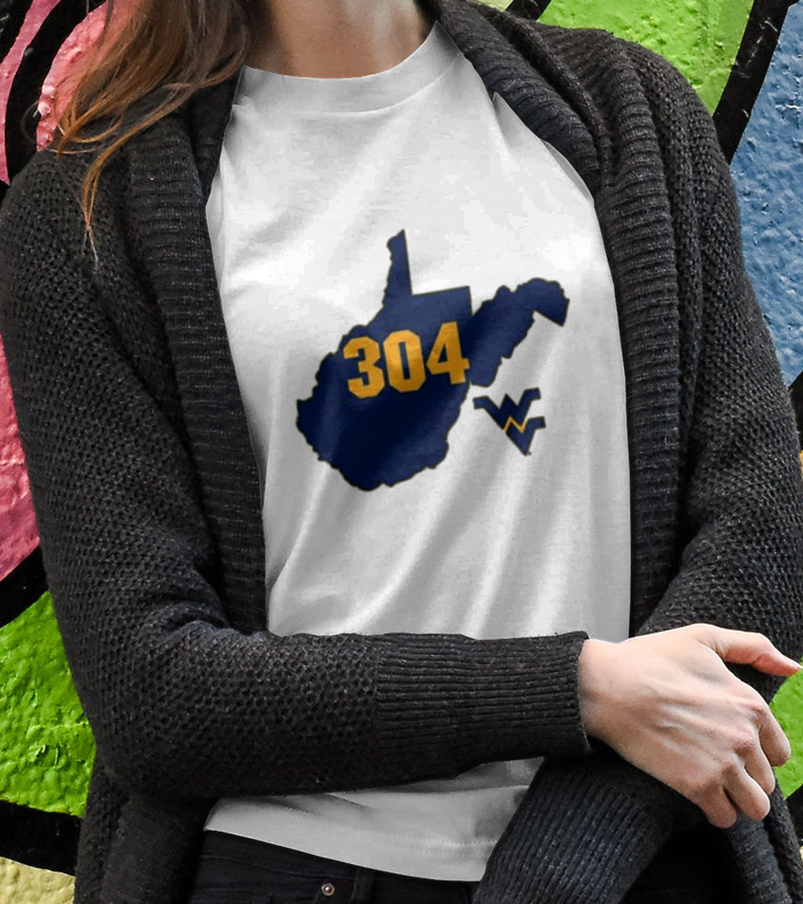 WVU 304 West Virginia State Map With Iconic T-Shirt