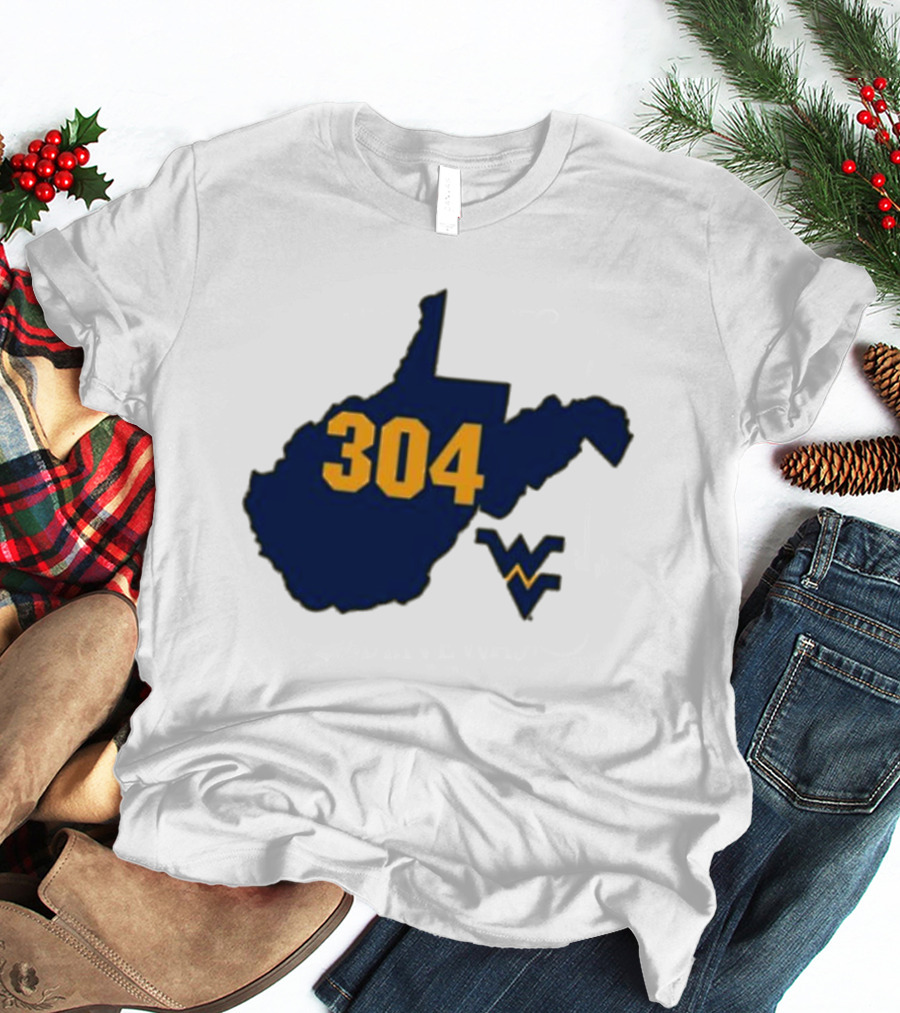 WVU 304 West Virginia State Map With Iconic T-Shirt