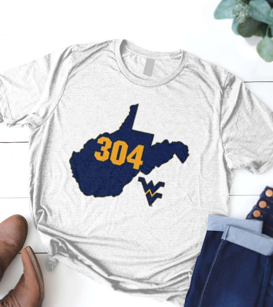 WVU 304 West Virginia State Map With Iconic T-Shirt