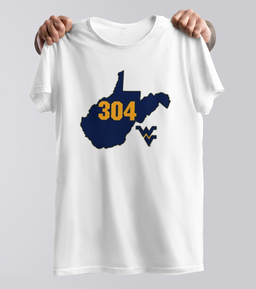 WVU 304 West Virginia State Map With Iconic T-Shirt