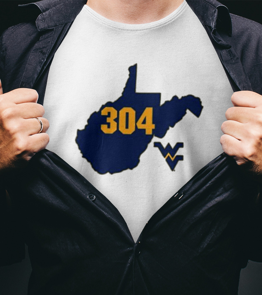 WVU 304 West Virginia State Map With Iconic T-Shirt