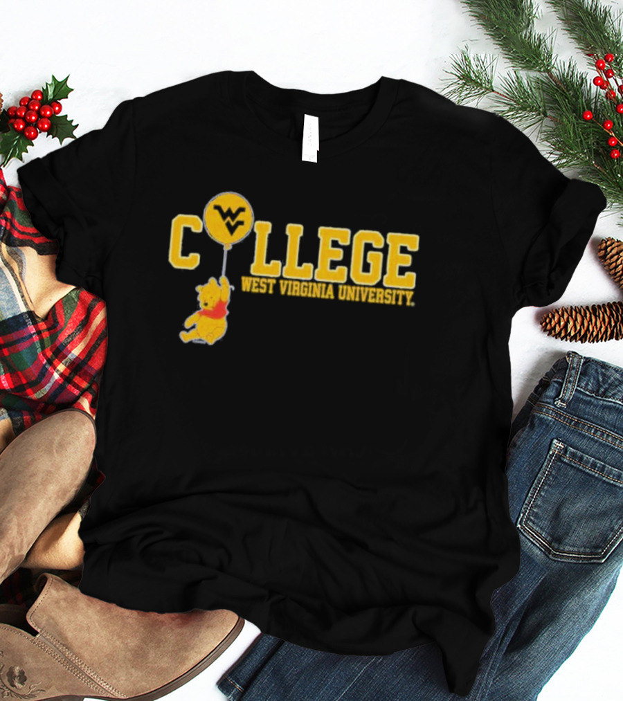 WVU Pooh Balloon West Virginia University College T-Shirt