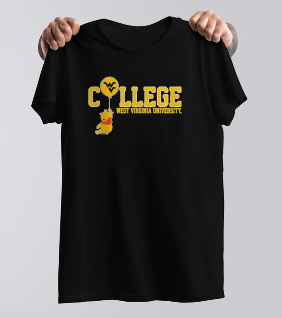 WVU Pooh Balloon West Virginia University College T-Shirt