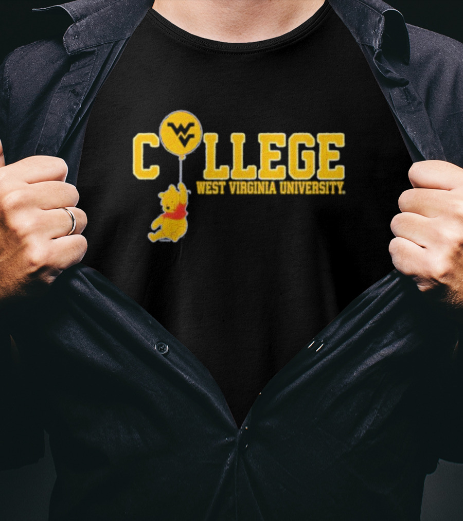 WVU Pooh Balloon West Virginia University College T-Shirt