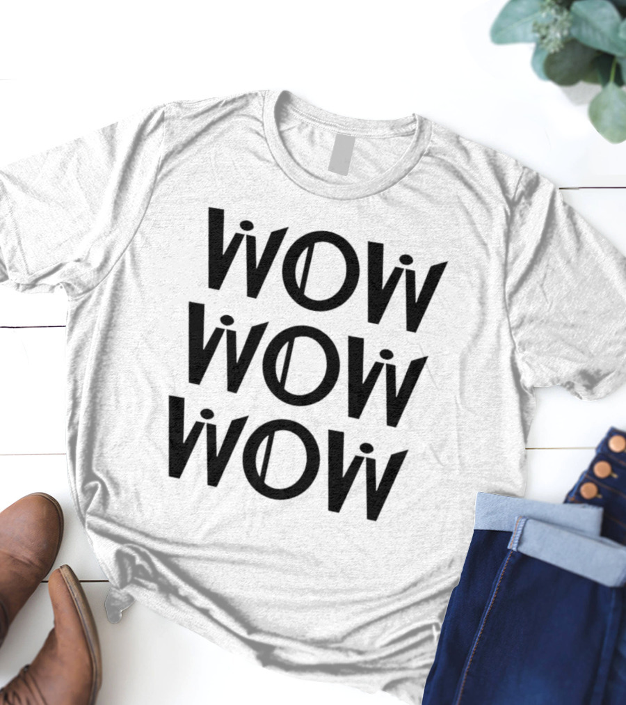 Wow Wow Wow Triple Stack Optical Illusion T-Shirt