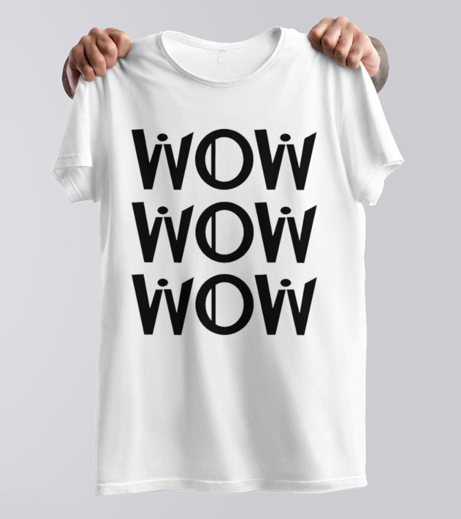 Wow Wow Wow Triple Stack Optical Illusion T-Shirt