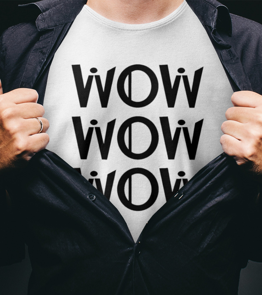 Wow Wow Wow Triple Stack Optical Illusion T-Shirt