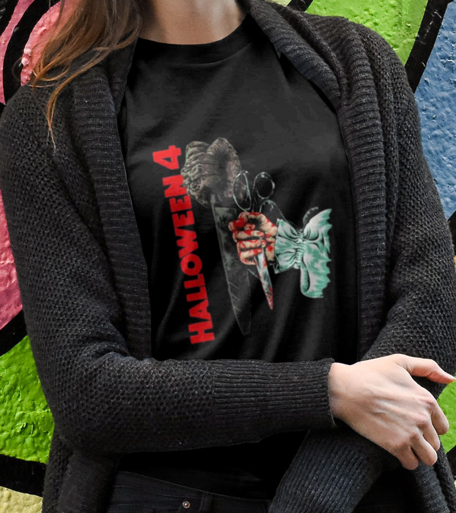 HALLOWEEN 4 SHADOW OF THE SHAPE MASK KNIFE HAND T-Shirt