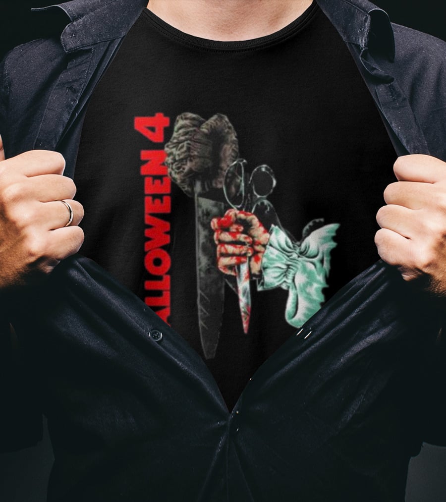 HALLOWEEN 4 SHADOW OF THE SHAPE MASK KNIFE HAND T-Shirt