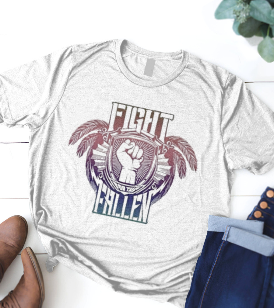 Maui Strong Fight For The Fallen Raised Fist With Feather Accents T-Shirt