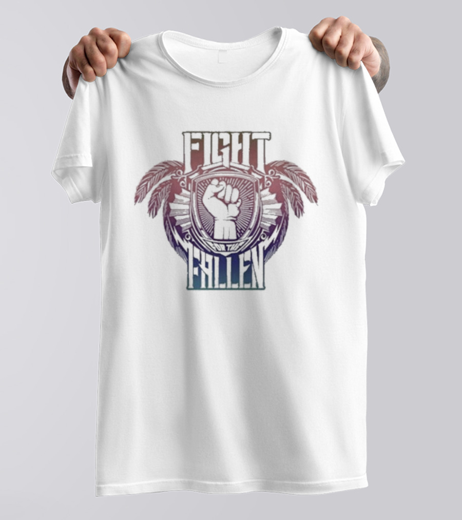 Maui Strong Fight For The Fallen Raised Fist With Feather Accents T-Shirt