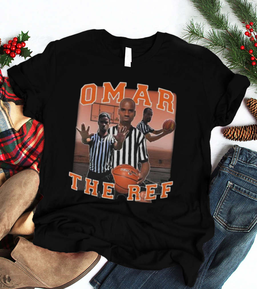OMAR The Ref Basketball Referee With Whistle And Basketball Court T-Shirt