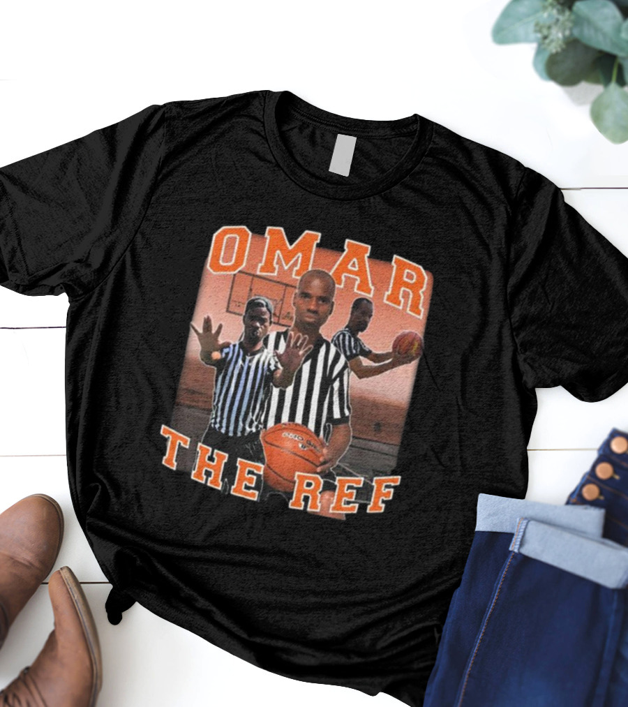 OMAR The Ref Basketball Referee With Whistle And Basketball Court T-Shirt