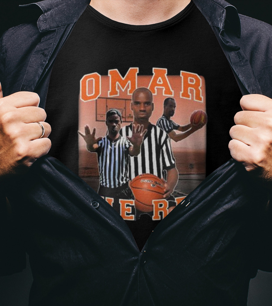 OMAR The Ref Basketball Referee With Whistle And Basketball Court T-Shirt
