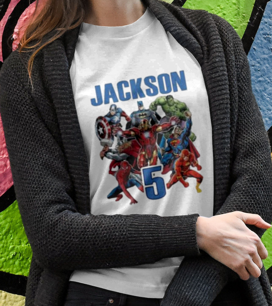 Jackson 5 Super Hero Birthday Avengers Family T-Shirt