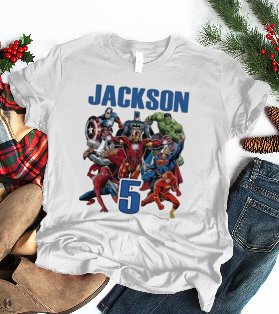 Jackson 5 Super Hero Birthday Avengers Family T-Shirt