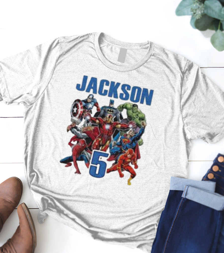 Jackson 5 Super Hero Birthday Avengers Family T-Shirt