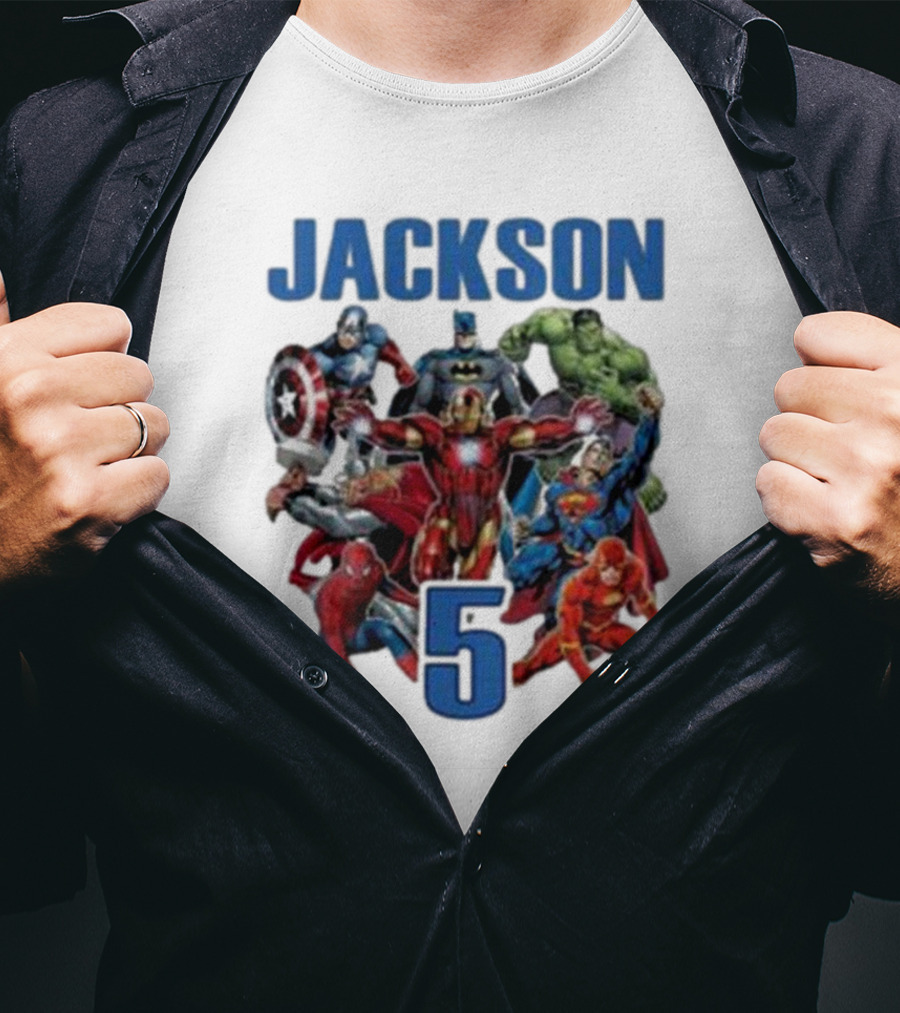 Jackson 5 Super Hero Birthday Avengers Family T-Shirt