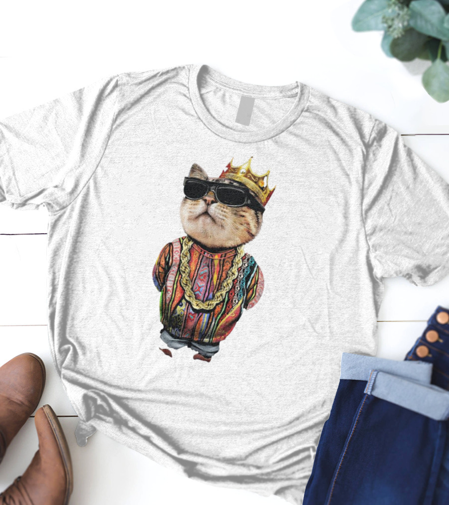 Big Paw Paw Cat With Crown And Shades T-Shirt