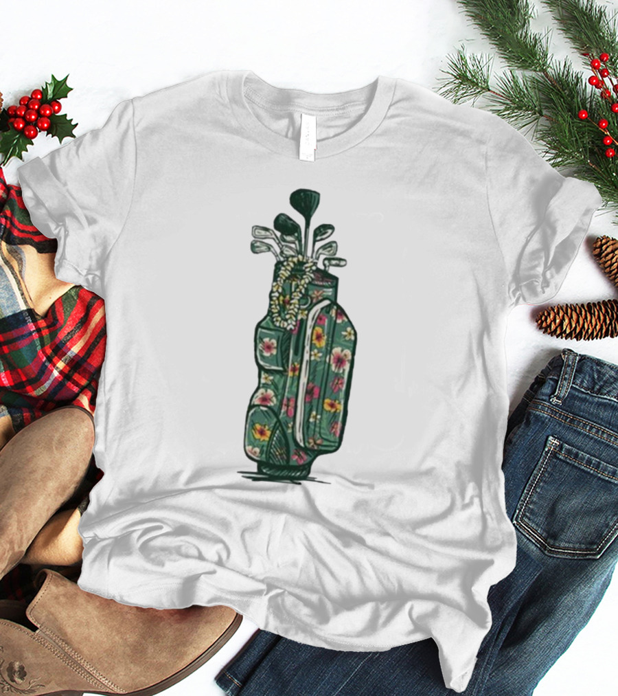 Golf Maui Pocket Hawaiian Floral Golf Bag T-Shirt
