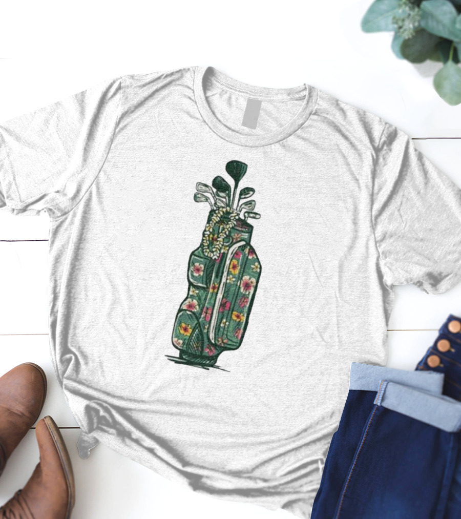 Golf Maui Pocket Hawaiian Floral Golf Bag T-Shirt