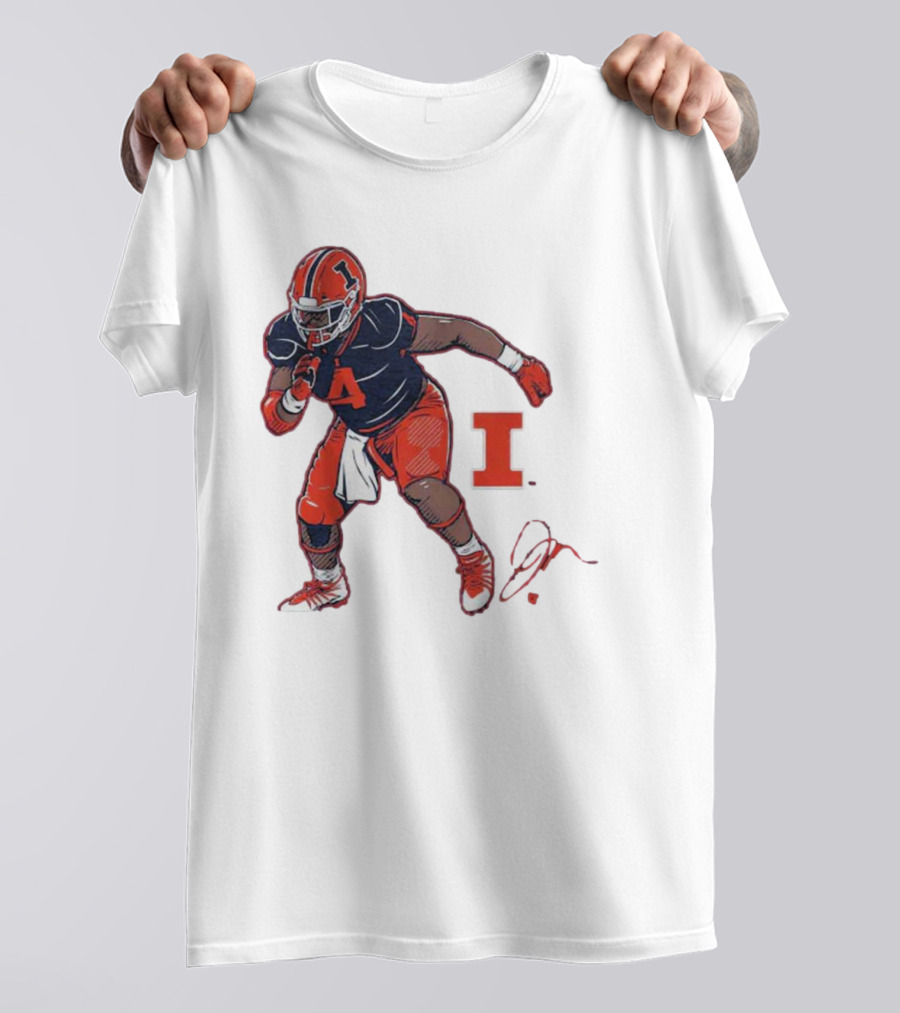 Illinois Football Jerzhan Newton Superstar Pose With Signature T-Shirt