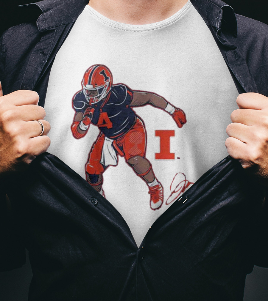 Illinois Football Jerzhan Newton Superstar Pose With Signature T-Shirt