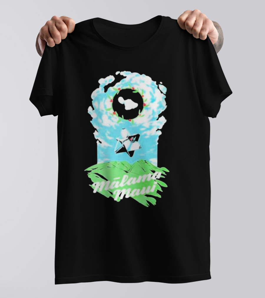 Mālama Maui Island Clouds Green Land T-Shirt