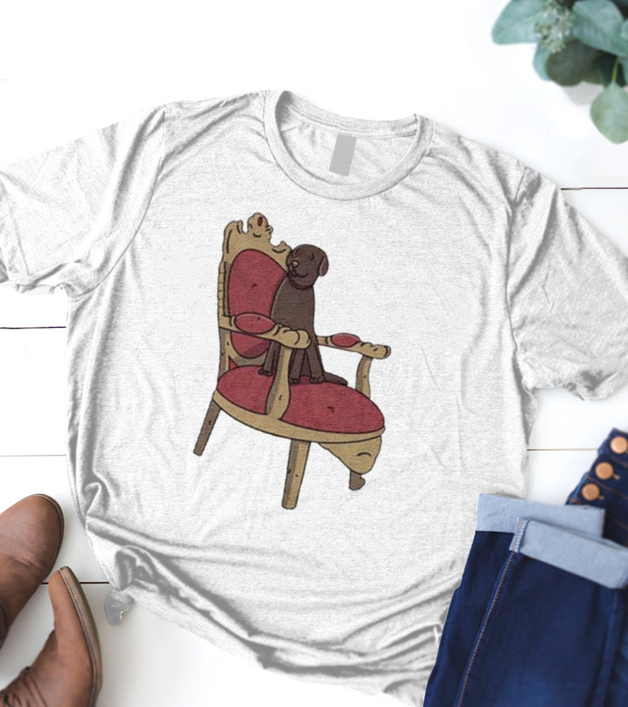 Poorly Drawn Arsenal Dog On Ornate Chair T-Shirt