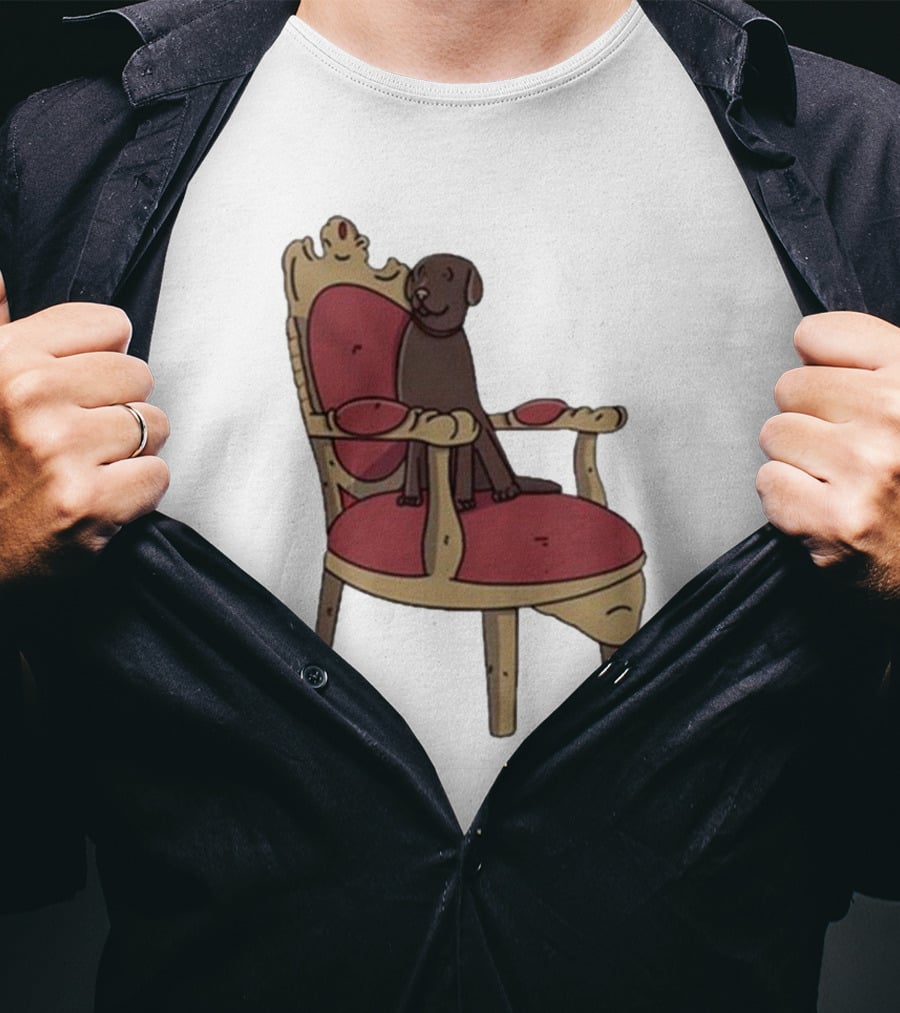 Poorly Drawn Arsenal Dog On Ornate Chair T-Shirt