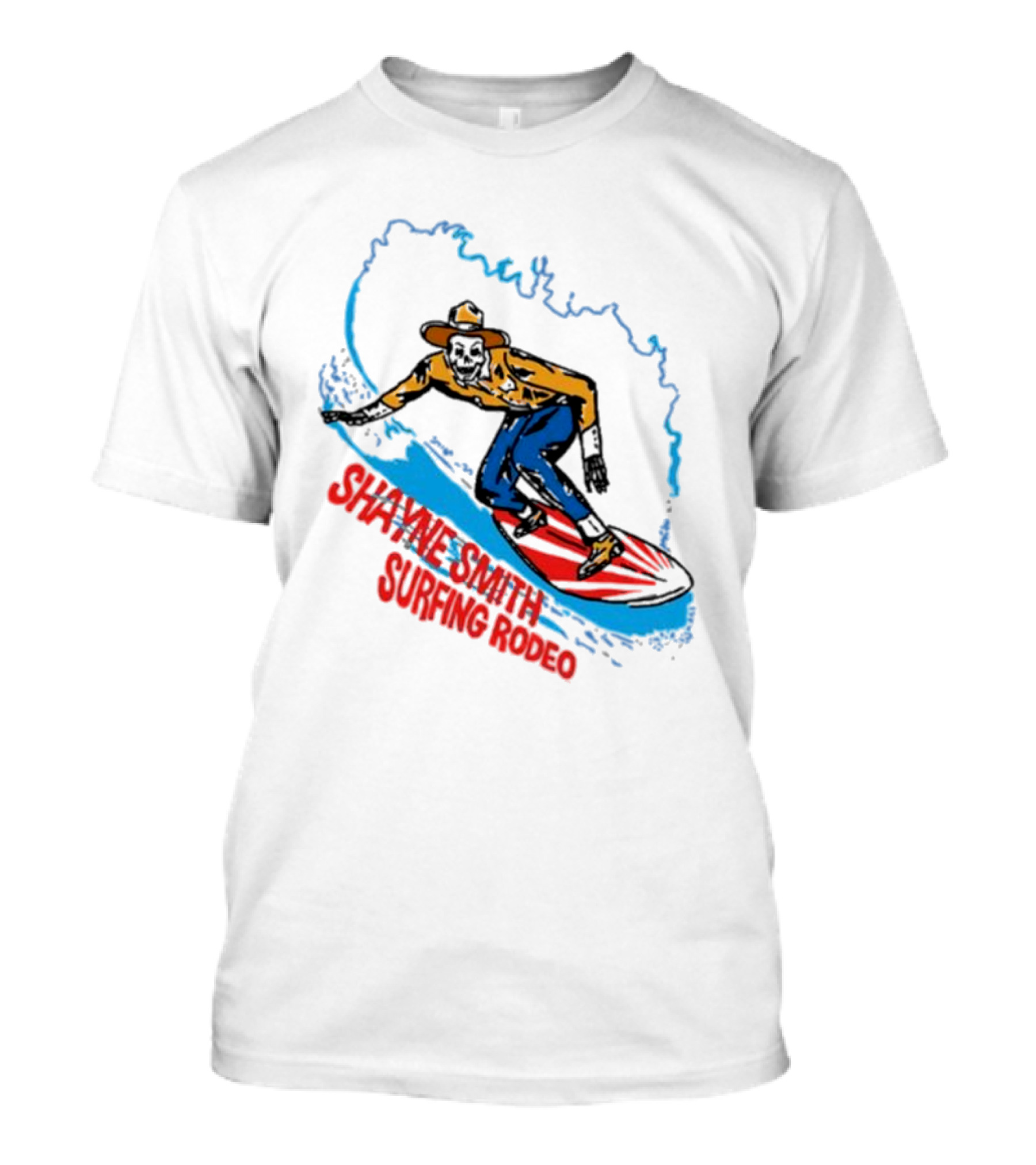 Shayne Smith Surfing Rodeo Cowboy Surfer On Wave T-Shirt