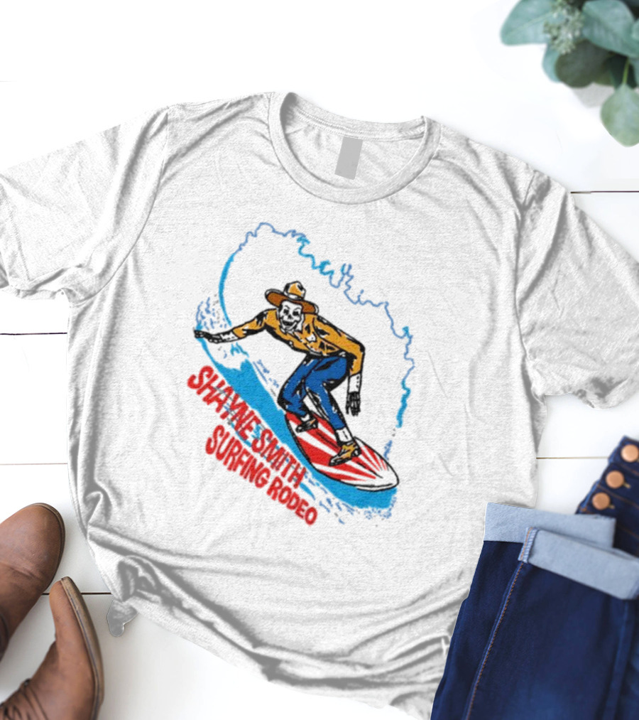 Shayne Smith Surfing Rodeo Cowboy Surfer On Wave T-Shirt