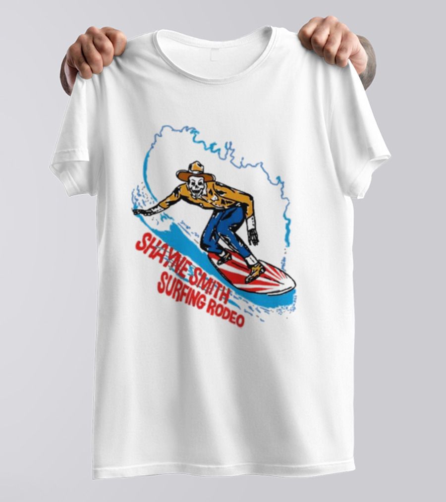 Shayne Smith Surfing Rodeo Cowboy Surfer On Wave T-Shirt