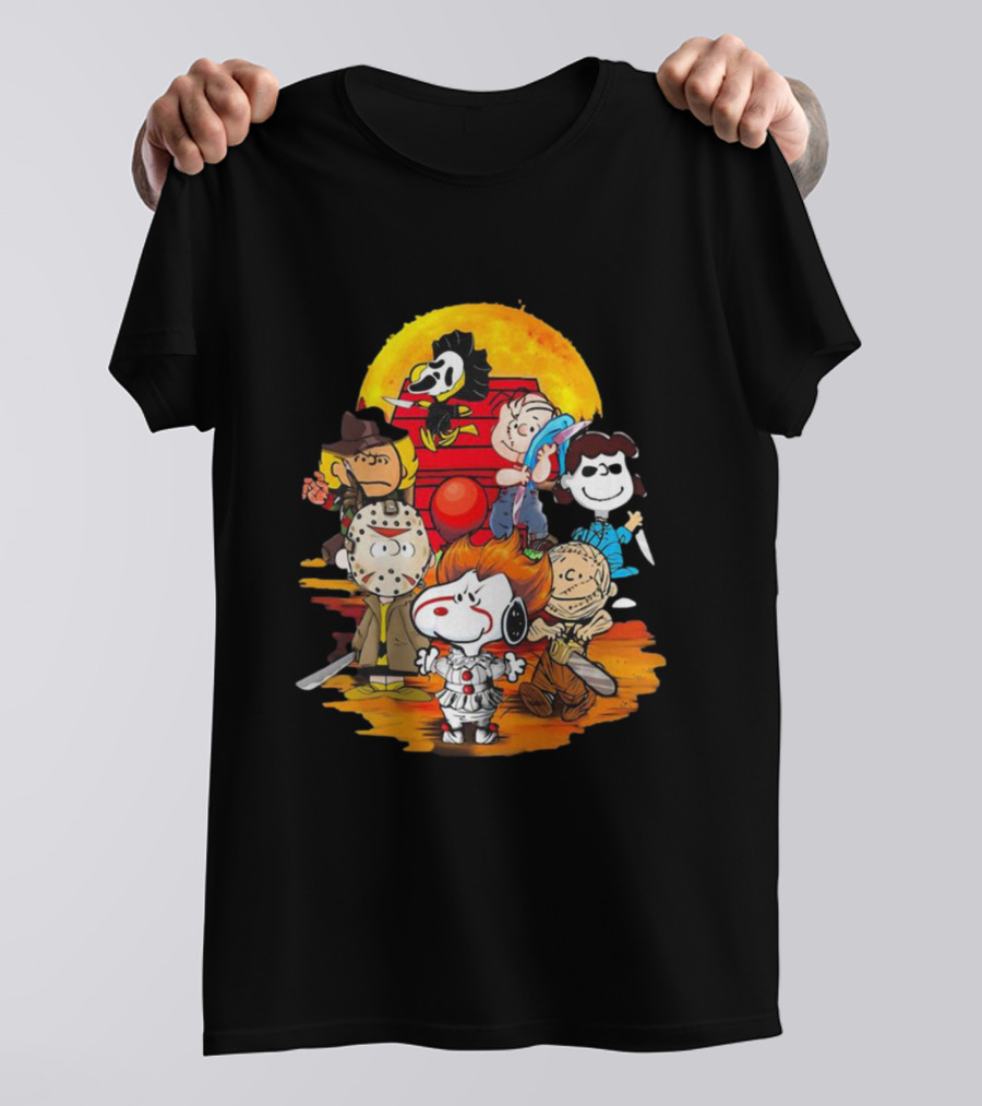 Snoopy Peanuts Horror Characters Halloween Moon T-Shirt