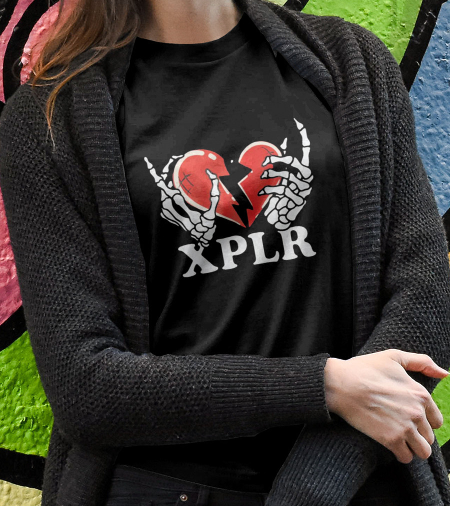 XPLR Skeleton Hands Holding Broken Heart T-Shirt
