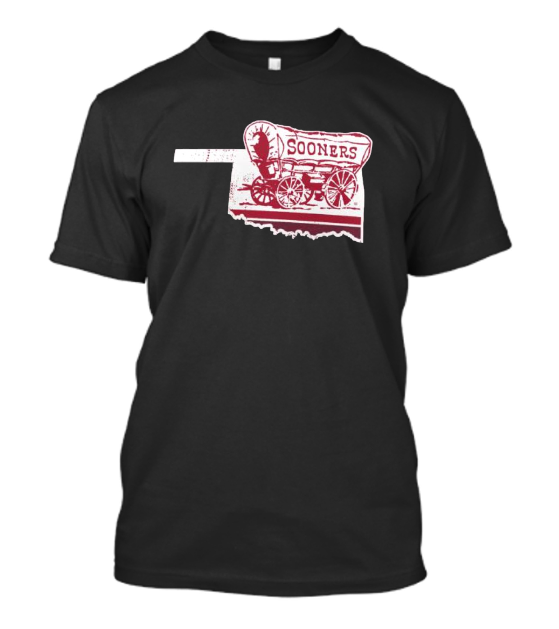 Crimson Oklahoma Sooners Sooner Schooner Wagon Outline Fan T-Shirt